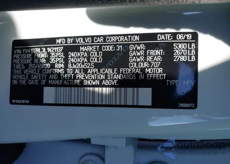 2020 Volvo Xc60 T5 Inscription from USA, damaged, VIN YV4102RL3L1421137